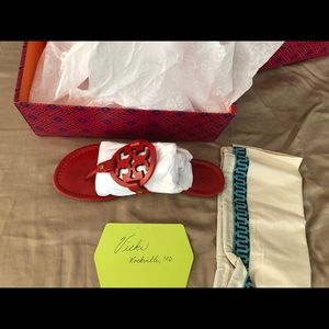 Poppy orange, Tory Burch Millers, size 9.5.